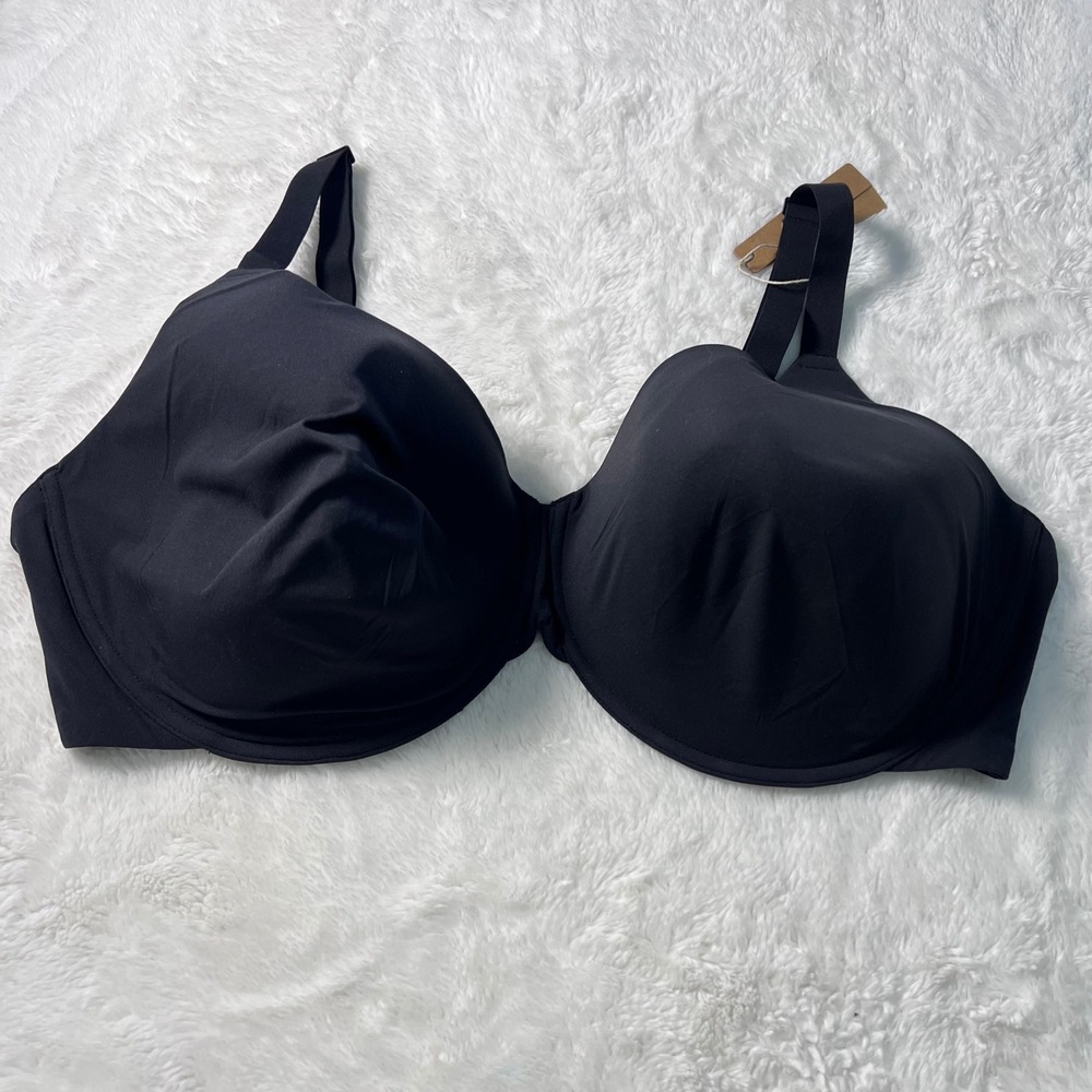 Skims Women's Fits Everybody T-Shirt Demi Bra Onyx Black‎ BR-UWR-2294 46DD NEW